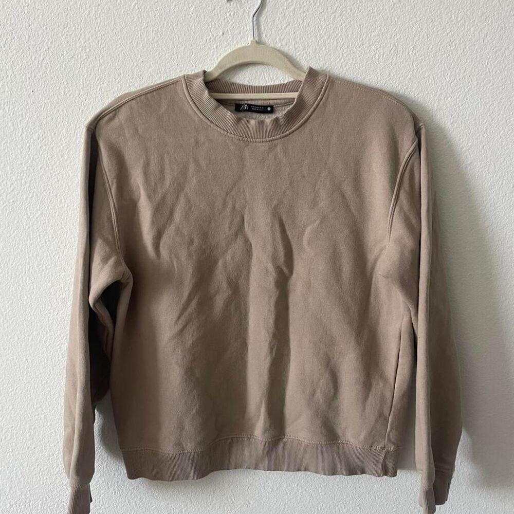 Zara Women's Tan and Brown Sweatshirt